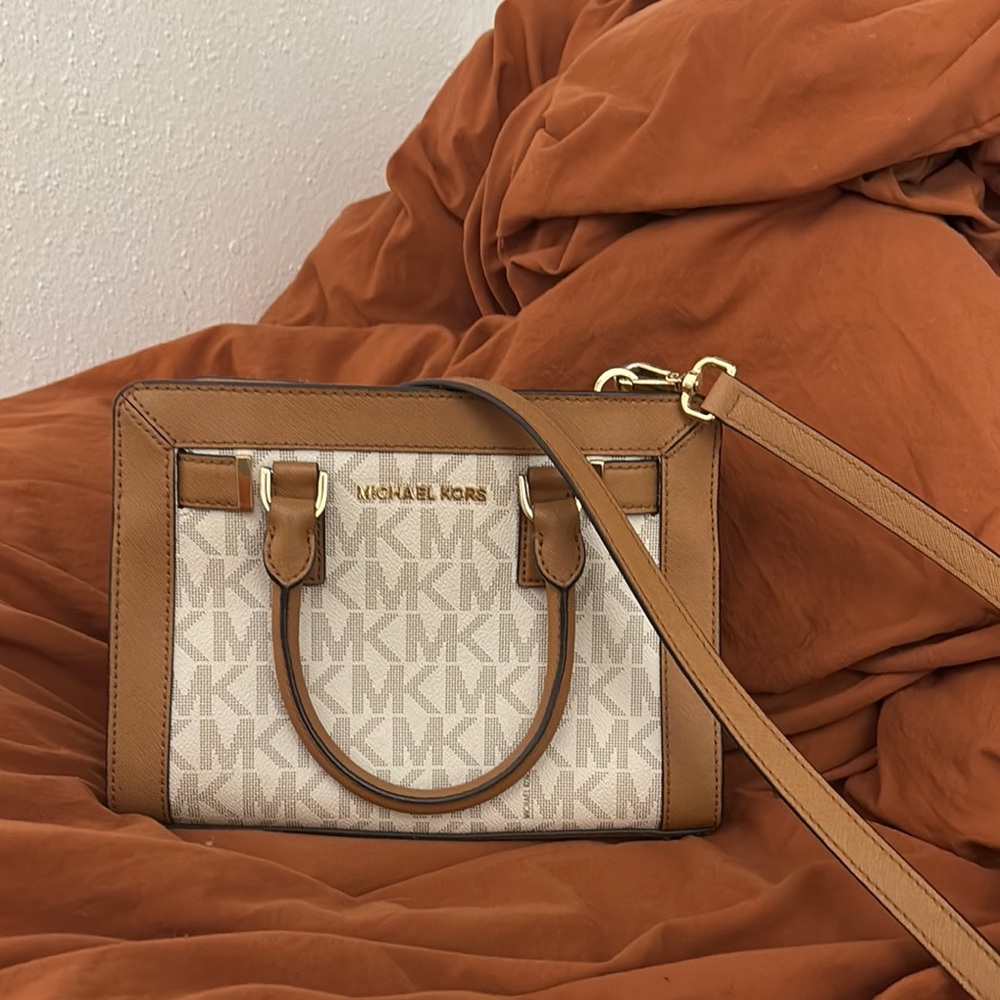 Michael Kors Tan and Cream Crossbody Bag